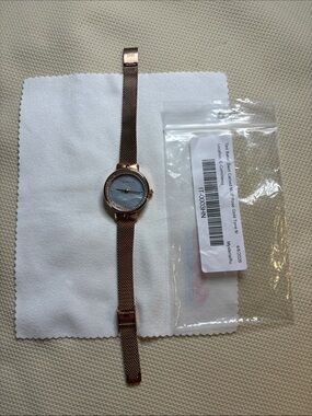 Ted Baker Rose Gold Mesh Watch with Mother of Pearl Dial
